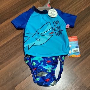 BNWT 6-12 month infant rash guard + swim diaper